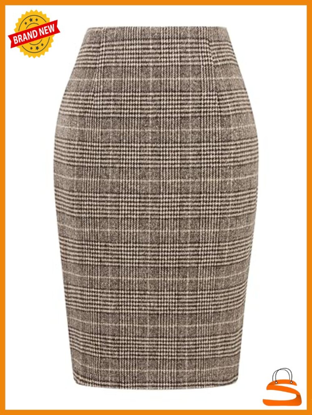 Wool Pencil Skirt with Slit, Knee Length, High Waist, Bodycon